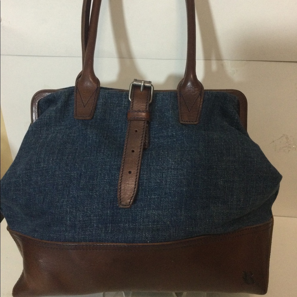 Ralph Lauren Rugby Denim w/ Leather Trim Satchel Handbag